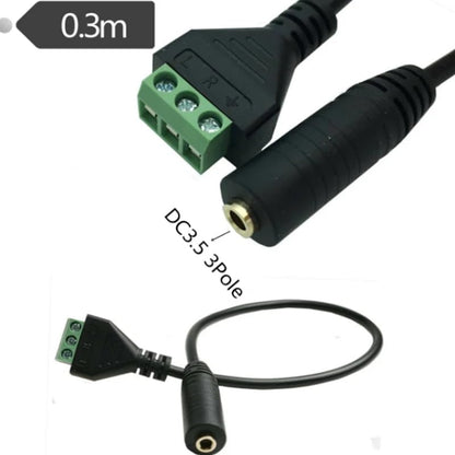 2Pcs 3.5mm TRS Stereo Screw Terminal Block Solderless Connector Cable 30cm/1FT 1/8" Audio Jack Female to AV 3Pin Terminal Balun Adapter Cable Cable-3.5-3P-F - color: CABLE-3.5-3P-F