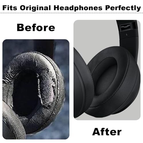 Replacement Ear Pads Cushions Compatible with Beats Studio 3.0/2.0, Headphone Ear Covers with High Density Memory Foam, Soft Leather, Headphones Replacement Earpads. (Light Grey)