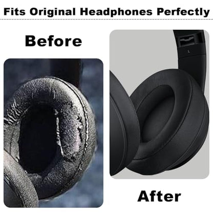 Replacement Ear Pads Cushions Compatible with Beats Studio 3.0/2.0, Headphone Ear Covers with High Density Memory Foam, Soft Leather, Headphones Replacement Earpads. (Light Grey)