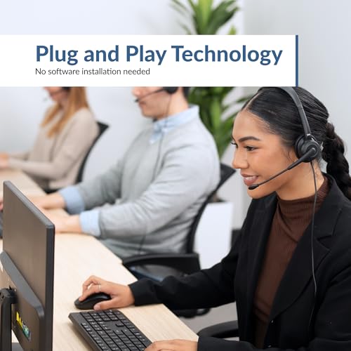 Cyber Acoustics AC-204ENC USB Stereo Headset with Dual-Mic ENC | Great for Office and Remote Work Calls, In-Line Control Module, Leatherette Earpads - style: USB Stereo ENC Headset