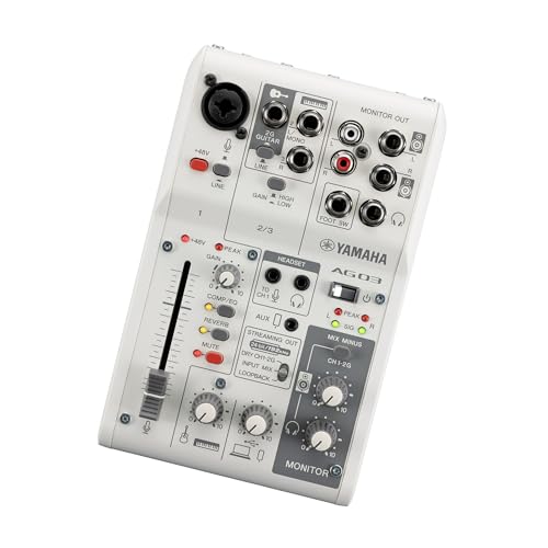 Yamaha AG03MK2 White 6-Channel Live Streaming Loopback Mixer/USB Interface with Steinberg Software Suite | Steinberg Software Suite - color: White, style: AG03 MK2