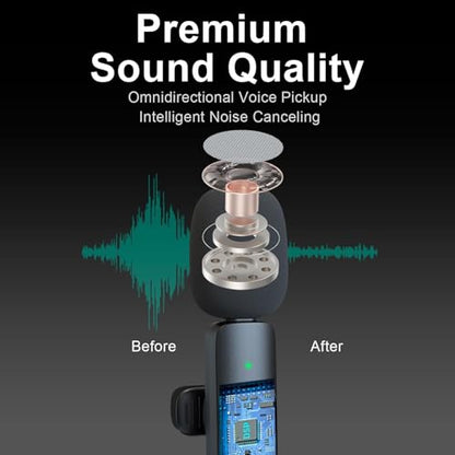 Professional Wireless Lavalier Microphone for iPhone, iPad, Android Phone, Mini Microphone, Wireless Lapel Mic for Video Recording, Interview Podcast Vlog YouTube Tiktok for Content Creators
