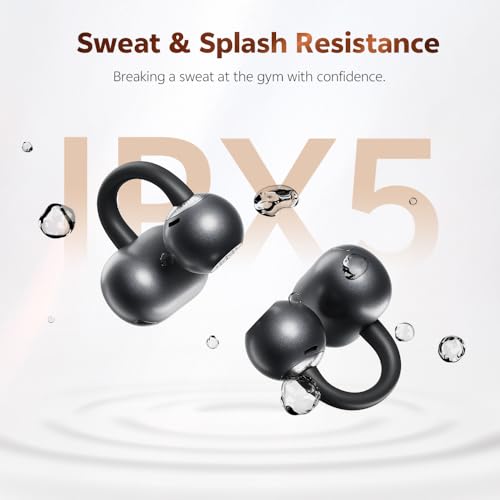 QCY Crossky C50 Open Ear Earbuds, Clip On Earbuds Bluetooth 6.0 - color: Grey
