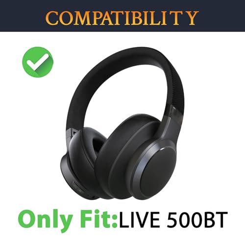 SOULWIT Replacement Ear Pads for JBL Live 500BT Wireless Headphones, Earpads Cushions with Softer Protein Leather, Noise Isolation Foam - Black - color: Black