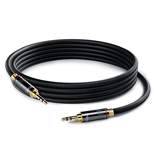 HiFind 3.5mm AUX Cable 10 Ft (Real Hi-Fi Sound-Silver Plated Copper-Spring SR-Shielded) Auxiliary Stereo Audio Cable Braided 1/8 inch 3.5 mm AUX Cord for Headphones, Car, Home Stereos, Speaker,Phones - size: 10FT, style: 3.5mm to 3.5mm