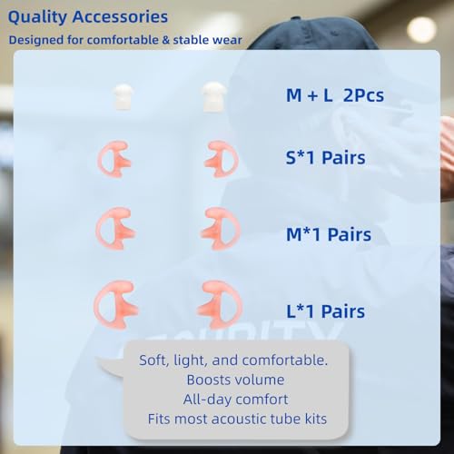 2-Pin Radio Earpiece with PTT Mic for Motorola CP200 CP200D & More | Clear Audio, Durable Cable & Comfortable Fit for Long Shifts. Reliable Communication for Security, Hospitality & Daily Use