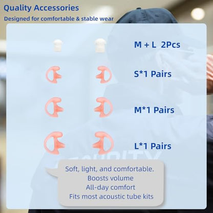 2-Pin Radio Earpiece with PTT Mic for Motorola CP200 CP200D & More | Clear Audio, Durable Cable & Comfortable Fit for Long Shifts. Reliable Communication for Security, Hospitality & Daily Use