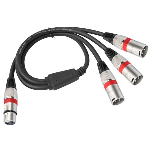 XLR Splitter Cable 3 Way - 1 XLR Female to 3 Male Patch Y Cable Balanced Microphone Splitter 3 in 1 Cord Audio Adapter (60cm/2FT) - color: XLRF-3XLRM-60CM-1PACK