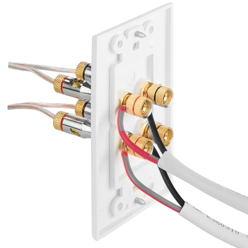 Fosmon Home Theater Speaker Wire Wall Plate, White - 2 Pack Two Speaker - size: 2 Pack