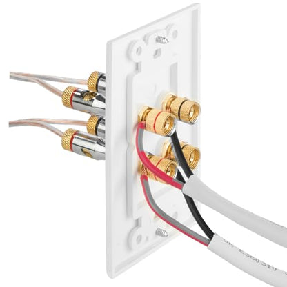 Fosmon Home Theater Speaker Wire Wall Plate, White - 2 Pack Two Speaker - size: 2 Pack