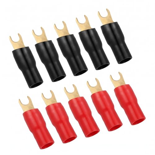 10Pcs 4 Gauge Wire Connectors: Speaker Connectors Terminal, Gauge Strip Fork Adapters for Speaker Wire Cable Terminal Plug（A0329）