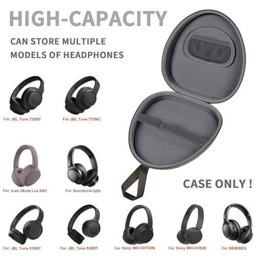 GWCASE Universal Headphone Case with Secure Strap and Cable Pocket, Gray | Fits Most Foldable Over-Ear Headphones, 7.87x 6.8 x 0.9 in Interior, for Students, Commuters and Music Fans, Case Only - color: Gray