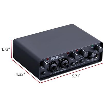 LyxJam 2×2 USB Audio Interface Recording Bundle w, Cardioid Condenser Mic, Studio Headphones, Shockmount, XLR Cable, Waveform OEM Software, 24-bit/192 kHz Music, Podcast, Voiceover & Streaming Kit