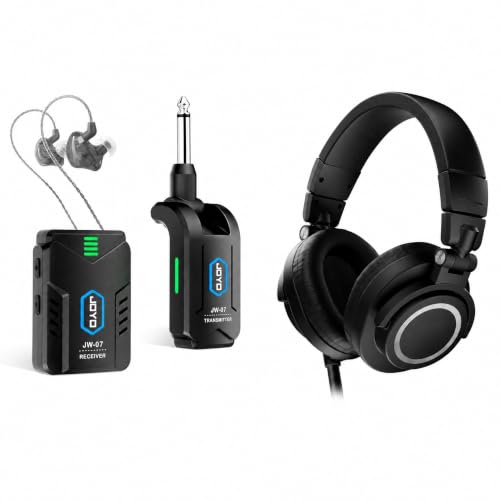 JOYO Wireless in Ear Monitor System JW-07 Bundle Studio Monitor Headphones Wired Audio Recording Monitor Headset Over Ear Headphones