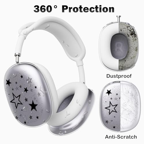 for AirPods Max Headphones Y2K Star Ear Covers for AirPods Max 2 | Cute Clear Ear Cups Cover | White Silicone Ear Pad Case Headband Cover for Apple AirPods Max 2/1 (2026/2024/2020) - color: Star E/White