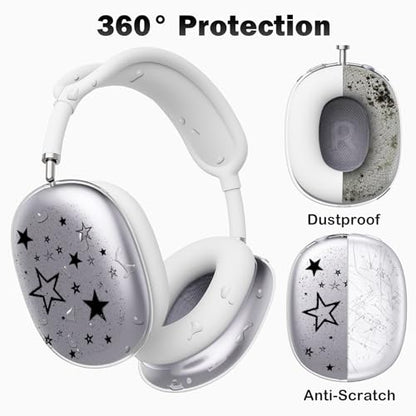 for AirPods Max Headphones Y2K Star Ear Covers for AirPods Max 2 | Cute Clear Ear Cups Cover | White Silicone Ear Pad Case Headband Cover for Apple AirPods Max 2/1 (2026/2024/2020) - color: Star E/White