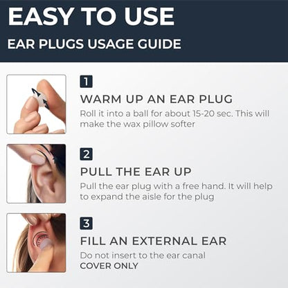 Peace&Quiet PQ Wax Ear Plugs for Sleeping, Swimming - 15 Soft Noise Cancelling Silicone Gel Wax Earplugs for Sleep and Swimmers, Ear Protection with Sound Blocking Level of 32 Db, (15-Pillows) - color: Classic