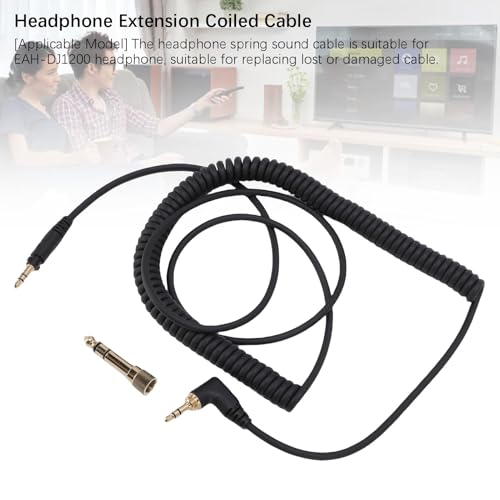 LICAEVEY Replacement Coiled Spring Cable for DJ1200 Headphones, 3.5mm to 6.35mm Extension Cord with Locking Plug, OFC DJ Headphone Cable