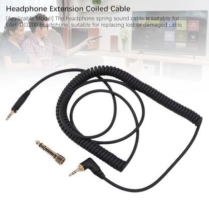 LICAEVEY Replacement Coiled Spring Cable for DJ1200 Headphones, 3.5mm to 6.35mm Extension Cord with Locking Plug, OFC DJ Headphone Cable