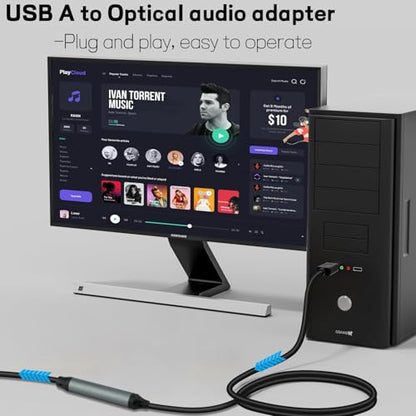 USB A to Optical Audio Adapter,Unidirectional USB to TOSLINK Optical Digital Converter Compatible with Windows/Laptop ONLY,NOT for TV Or Other Devices-6.6FT