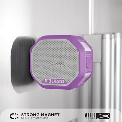 Altec Lansing HYDRATREK Magnetic Bluetooth Speaker, Waterproof IP67, Portable Speaker, True Wireless Pairing, USB-C Quick Charge, 3.7V 400mAh Battery, Voice Assistant, Perfect for Any Adventure - color: Purple/White