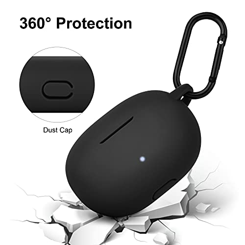 AIRSPO Silicone Case Compatible with Beats Studio Buds Case 2021 Soft Protective Cover for Beats Wireless Earbuds with Keychain（Black - color: Black