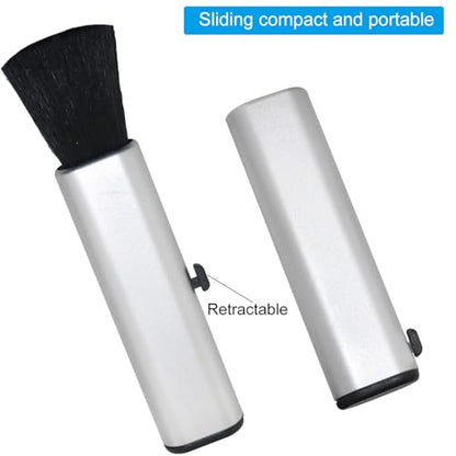 2PCS Telescopic Brush Set Portable Laptop Keyboard Camera Cleaning Brush Supplies Silvery Goat Hair 2 Adjustable Gears for Phones Audio CDs