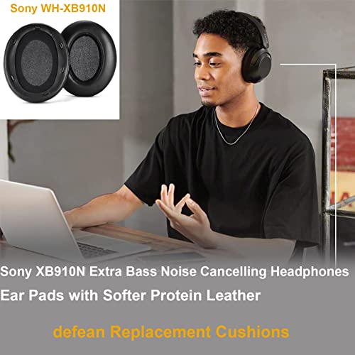 Defean Black Earpads for Sony WH-XB910 XB910N(NO fit WH-H910N) | Replacement Ear Cushions for Sony WH-XB910 XB910N Headphones,High-Density Noise Cancelling Foam - color: Black