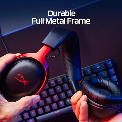 HyperX Cloud III – Wired Gaming Headset, PC, PS5, Xbox Series X|S, Angled 53mm Drivers, Spatial Audio, Memory Foam, Durable Frame, Ultra-Clear 10mm Mic, USB-C, USB-A, 3.5mm – Black/Red - color: Black/Red, size: Regular, style: Wired