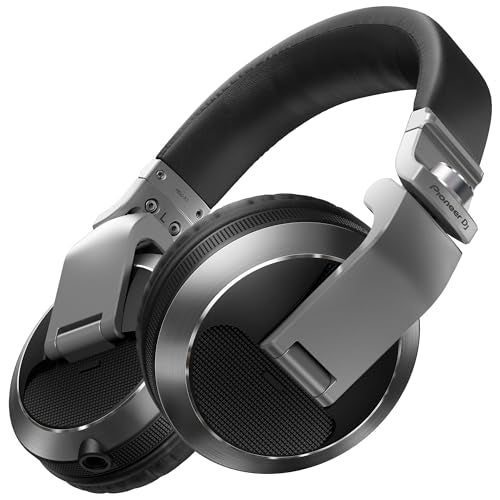 Pioneer DJ HDJ-X7 Professional Over-Ear DJ Headphones - Silver Bundle with Case, Stand, and Austin Bazaar Polishing Cloth - color: HDJ-X7, style: Silver