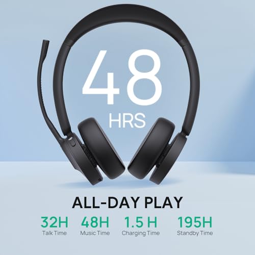 Yealink WH64 Hybrid DECT& Bluetooth Wireless Headset,492ft Range Dual UC Zoom Headphones with DECT Dongle, 3X Noise Cancelling Mic, 32HTalk Time, Office Work Portable Headsets for PC,Cellphone,Laptop