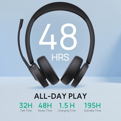 Yealink WH64 Hybrid DECT& Bluetooth Wireless Headset,492ft Range Dual UC Zoom Headphones with DECT Dongle, 3X Noise Cancelling Mic, 32HTalk Time, Office Work Portable Headsets for PC,Cellphone,Laptop