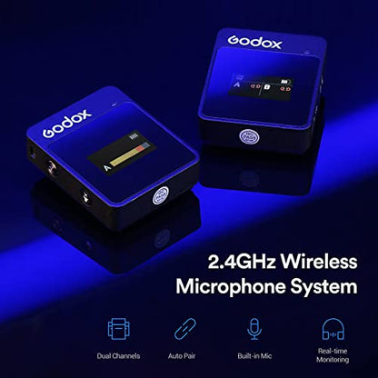 GODOX MoveLink II M1 Wireless Lavalier Microphone, Wireless Lavalier Mic Compatible DSLR Cameras, Camcorders, Smartphones for Vlog, Streaming, Podcasting, Interviewing, Video Producers