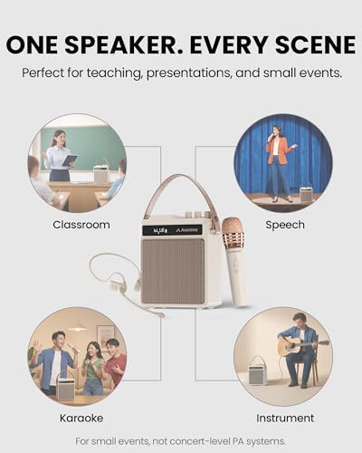 Avantree VoxAmp Duo - Portable Wireless Voice Amplifier Microphone | & Speaker Set for Classroom, Small Events & Parties, USB Recording & Playback, 30W Clear Voice & Rich Sound, 14H Battery