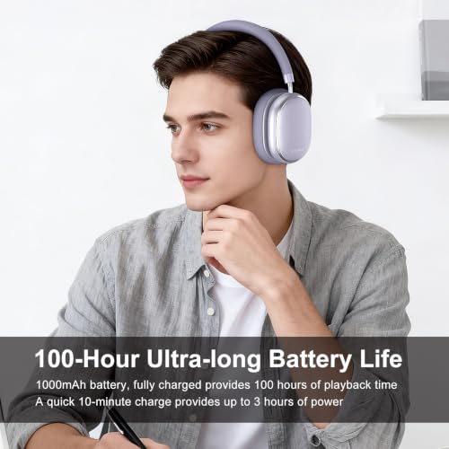 Srhythm NiceComfort 95 Adaptive Noise Cancelling Headphones Wireless | Bluetooth with Spatial Audio,Transparency,ENC,HD Sound,Low Latency for Gaming,Slim Headphones Lightweight - color: Romantic Purple