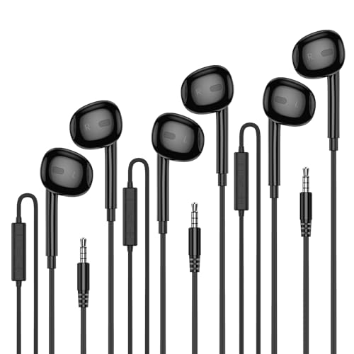MOSWAG Wired Earbuds with Microphone, 3.5mm Jack in Ear Headphones with Microphone Suitable for Smartphones, Computers, Laptops, IPads, MP3 Players, Etc - color: Black, size: 3 pack