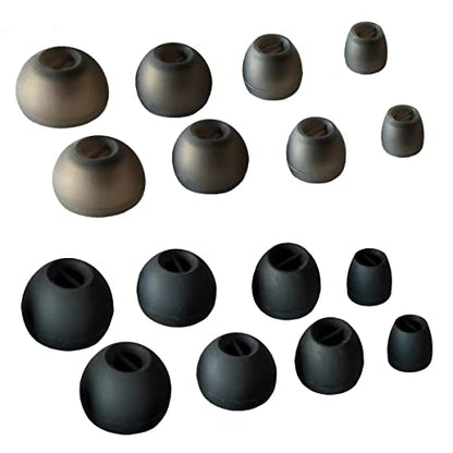 Replacement Ear Tips Universal Earbuds - Silicone Tips, Extra Small | 8 Pairs Black XS/S/M/L, Soft Noise Isolating Silicone Earbuds Replacement Accessories - color: Sennheiser - Black