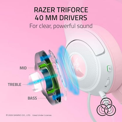 Razer Kraken Kitty V2 USB Wired Headset w/Kitty Ears, Hello Kitty Edition