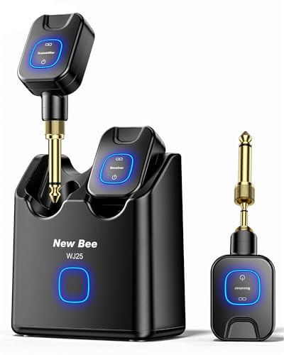 Wireless Guitar System 5.8GHz Charging Box 30H Work for Guitar Bass | 6 Channels,Wireless Guitar Transmitter Receiver for 6.35mm & 3.5mm Jacks & Active Pickup Instruments