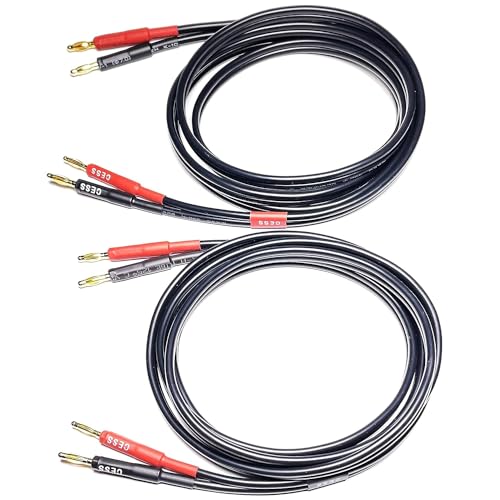 CNCESS CESS-037-2f Banana Plug Male to Male Speaker Cable 12 Gauge 680 Strand Count Silicone Soft Wire, 2 Cables (2 FEET) - size: 2 FEET
