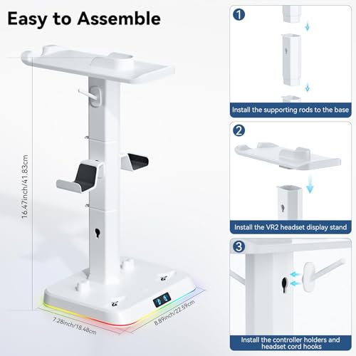 Kosker PSVR 2 Charging Stand & Headset Stand, for Meta Quest 2/3/3S - color: updated white