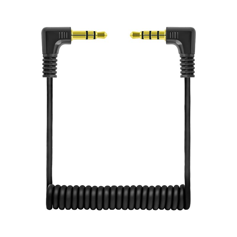 2 Pack 3.5mm Microphone Cable with 1/8'' Plug TRS to TRRS Jack Adapter Converter Spring Coiled Dual 3.5mm Patch Cable for Beats Studio Headset Headphone Audio DJI Mic Mini Microphone Camera
