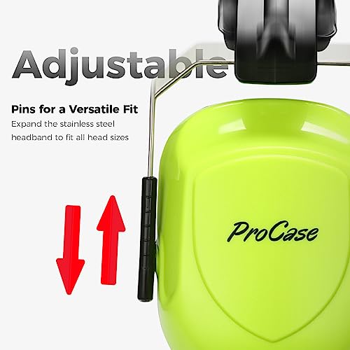 ProCase NRR 28dB Noise Reduction Ear Muffs, Foldable Adjustable Noise Cancelling Headphones - color: 1 - Neonyellow