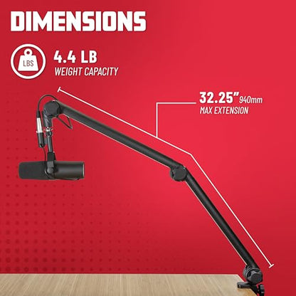 Gator Frameworks Deluxe Microphone Boom Arm Stand (GFWMICBCBM3000) | Fully Adjustable with a Quiet 360-degree Arm and Integrated XLR Easily Mounts to Most Desk Surfaces - style: 3000 Series