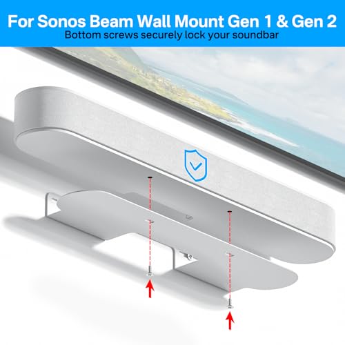 notiela Soundbar Mount for Sonos Beam Wall Mount White - Heavy Duty Wall Bracket Mount for Sonos Beam Gen 1 & Gen 2 Mounting Bracket for Space Saving - color: White