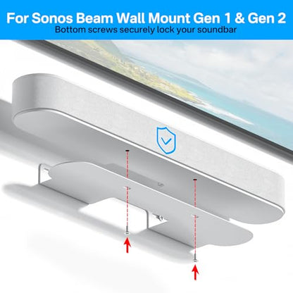 notiela Soundbar Mount for Sonos Beam Wall Mount White - Heavy Duty Wall Bracket Mount for Sonos Beam Gen 1 & Gen 2 Mounting Bracket for Space Saving - color: White