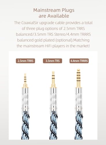 IEM MMCX 4.4MM Balanced Cable, 4ft+/1.3Meter Long, 8-Strand OCC Silver in Ear Monitor Wire for SE846 Cable, se535 Cord, Dunu TITAN6, DK3001Pro, DK4001 (4.4mm to Dual MMCX Male Version) - size: 4.4mm to Dual MMCX Male Version
