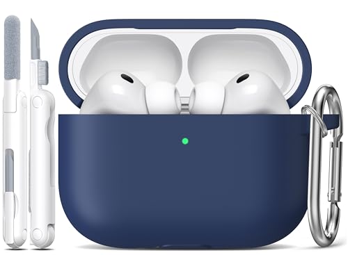 for AirPods 2nd/1st Case Silicone Cover, Midnight Blue | Compatible with Apple AirPods 2nd/1st (2019/2016) Generation with Keychain & Cleaner Kit, Wireless Charging Compatible - color: Midnight Blue