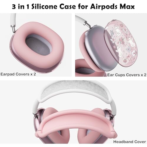 for AirPods Max Headphones Kawaii Cat Ear Covers for AirPods Max 2 - color: Kitten Butterfly B/Pink