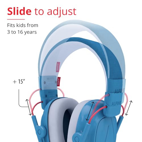 Alpine Muffy Kids Ear Muffs for Kids Ear Protection | 3-16 Years | Autism Sensory Products | 22dB Sound Reduction | Kids Noise Cancelling Ear Muffs | Noise Reduction Headphones for Kids - color: Blue